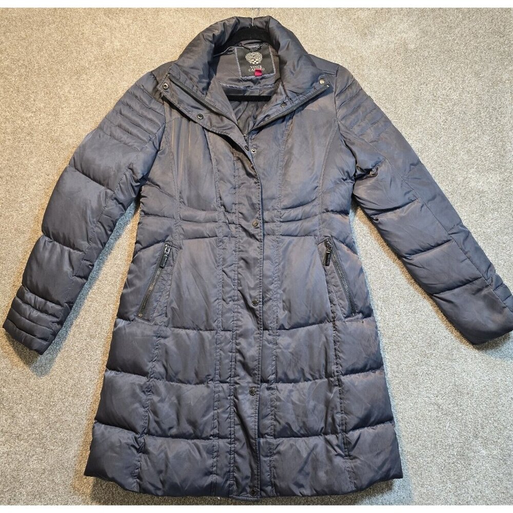 Vince Camuto Down Filled Puffer Coat Jacket Long Pockets Women's Petite Small